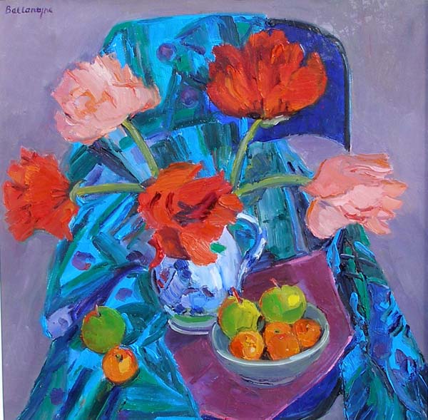 Poppies on Blue Chair